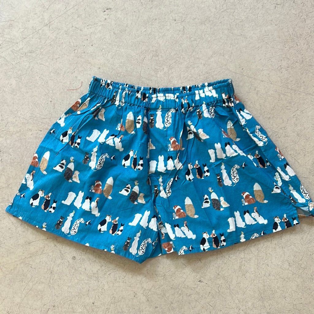 Men's Blue Scottie Dog Lover Print Stretch Cotton Knit Boxer Shorts